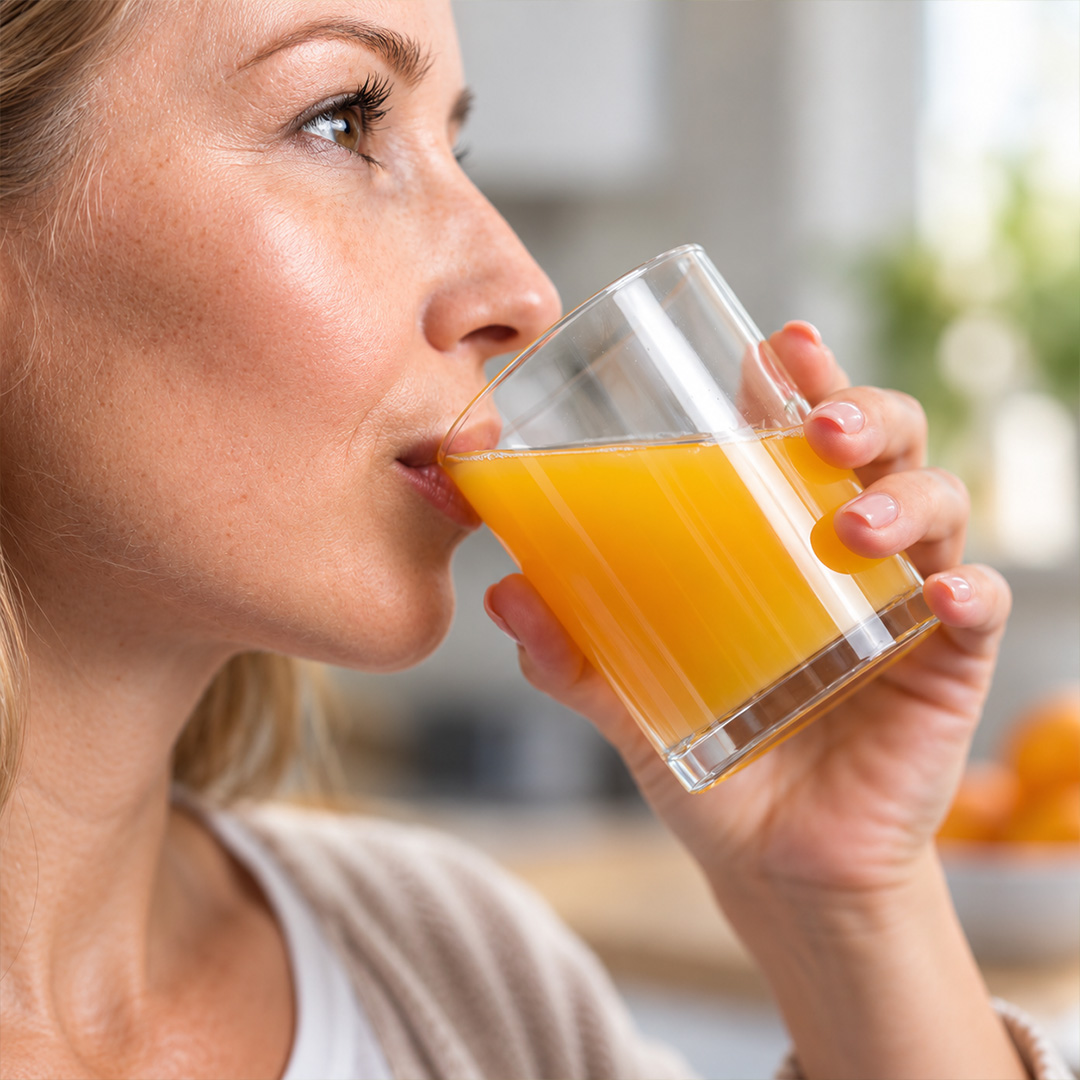 Immagine che raffigura una donna che beve un integratore